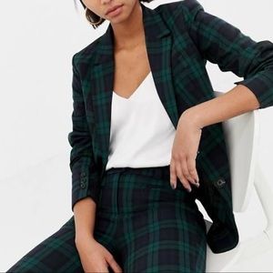 Vintage Plaid Oversized Blazer Wool Suit  Blazer